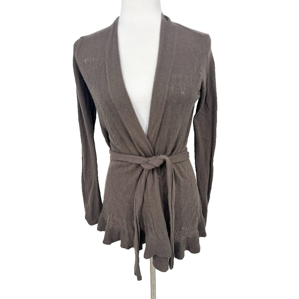 Anthropologie Sparrow Brown Tie Waist Knit Cardigan Sweater Small Cashmere Blend